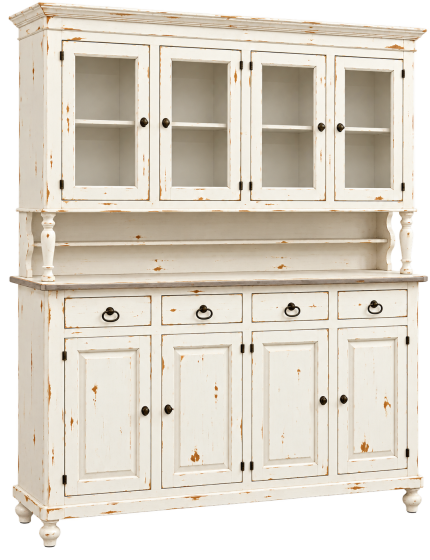 Cristalliera 4 porte legno shabby bianco consumato 196X43X208