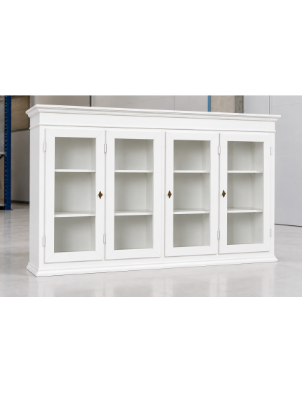 Alzata cristalliera 4 ante legno bianco 205x42x119