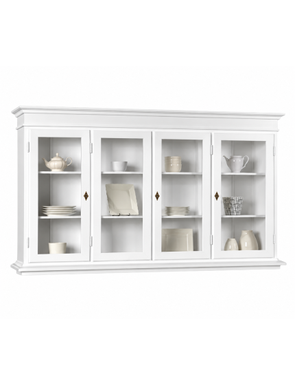 Alzata cristalliera 4 ante legno bianco 205x42x119