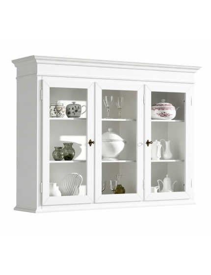 Alzata cristalliera 3 ante legno bianco 155x42x119