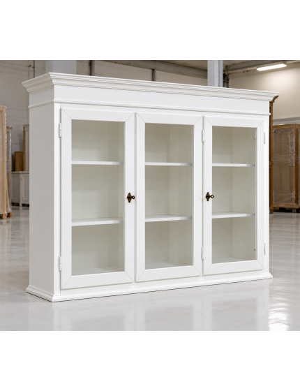 Alzata cristalliera 3 ante legno bianco 155x42x119