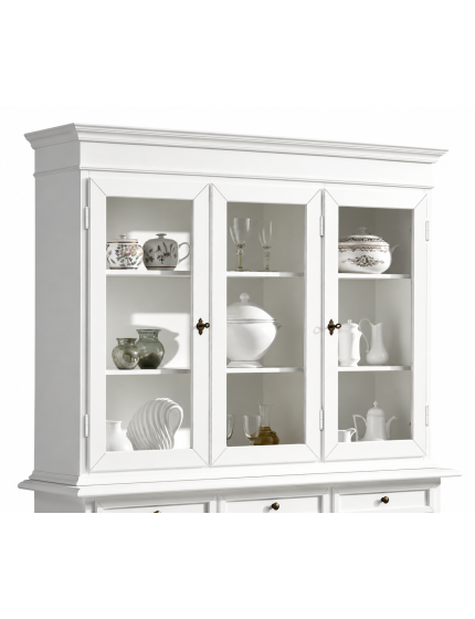 Alzata cristalliera 3 ante legno bianco 155x42x119
