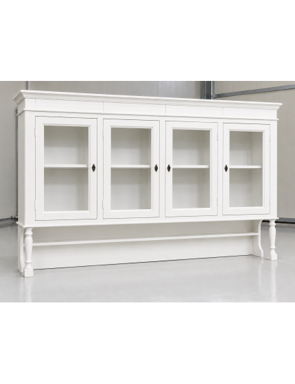 Alzata cristalliera 4 ante legno bianco 196x42x119
