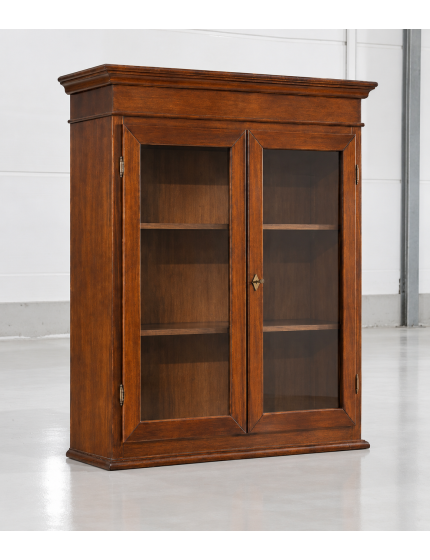Alzata cristalliera 2 ante legno tinta noce 103x42x119
