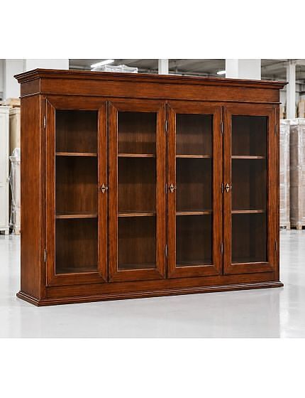 Alzata cristalliera 4 ante legno tinta noce 205x42x119