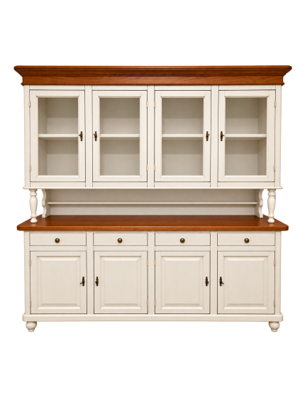 Cristalliera 4 porte legno shabby bianco anticato noce 196X43X208