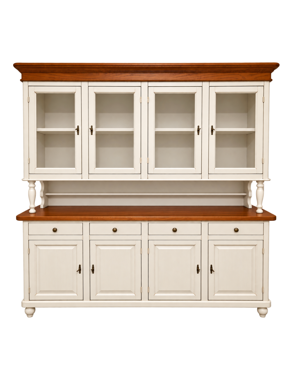 Cristalliera 4 porte legno shabby bianco anticato noce 196X43X208