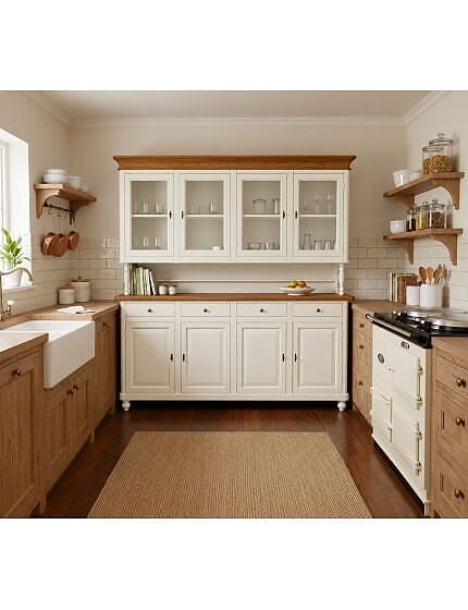 Cristalliera 4 porte legno shabby bianco anticato noce 196X43X208