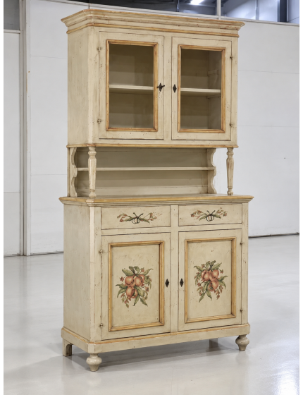 cristalliera in legno provenzale laccata a mano 2 porte 112x49x206 (1416+1417)