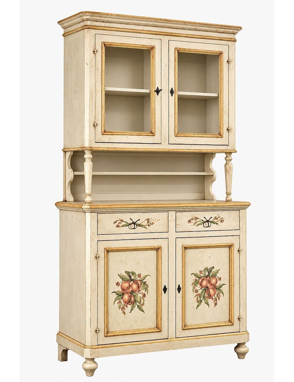 cristalliera in legno provenzale laccata a mano 2 porte 112x49x206 (1416+1417)