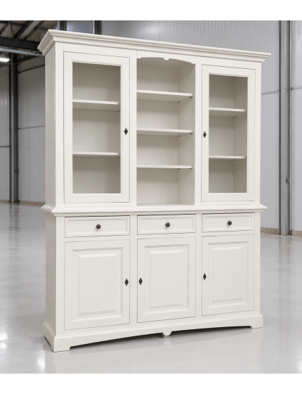 CRISTALLERIA IN LEGNO 3 ANTE SHABBY BIANCO 170X46X215