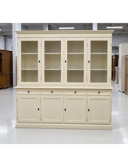 Cristalliera classica 4 porte legno shabby avorio 205X42X205
