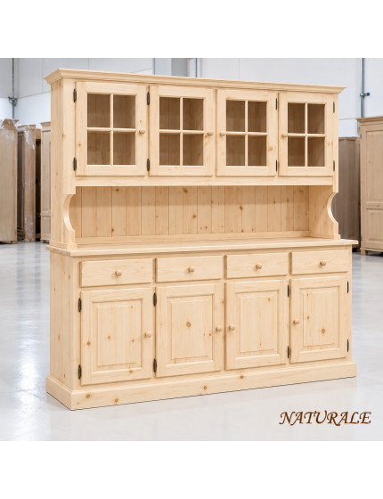 CRISTALLIERA 4 PORTE IN PINO MASSELLO COUNTRY L.192 P.43 H.195