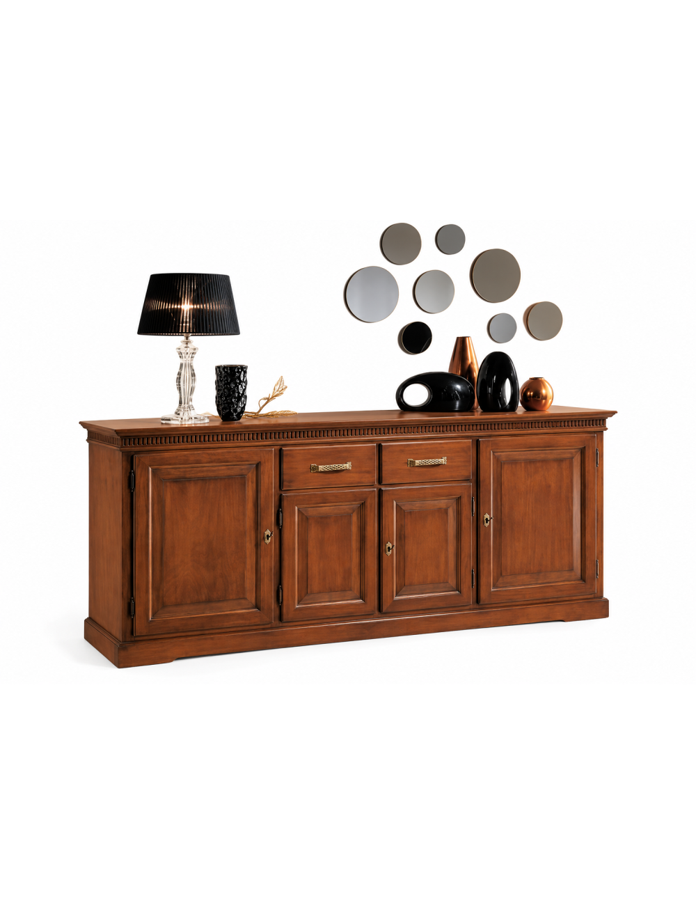 Madia credenza classica 4 porte legno tinta noce 200X47X96