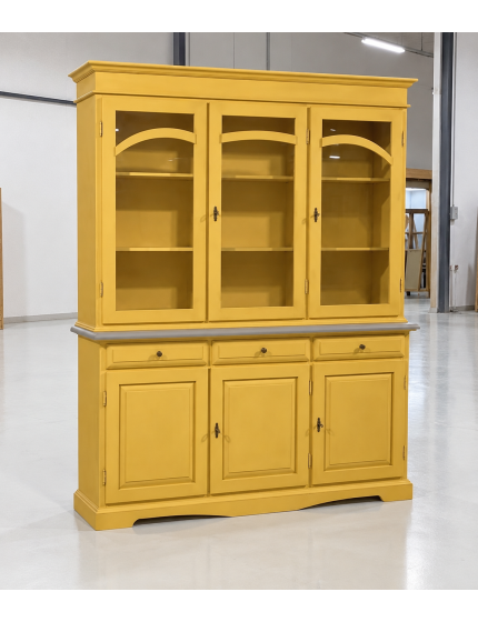 CRISTALLIERA 3 ANTE LEGNO LACCATO GIALLO 156X42X205