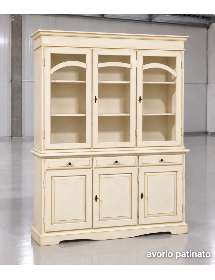Cristalliera Classica 3 Porte in Legno Vari Colori | 156x42x205 cm
