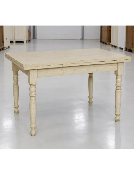 Tavolo Allungabile Legno Bianco anticato gamba tornita 100x70 120x80 140x80 160x85