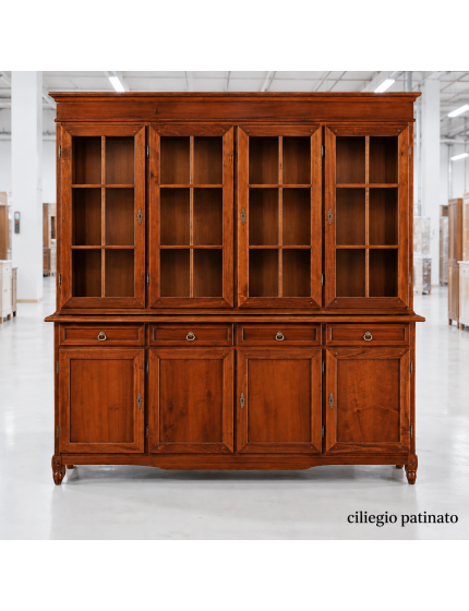 CRISTALLIERA 4 PORTE CLASSICA IN LEGNO VARI COLORI 205X42X213