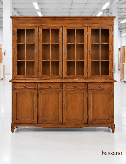CRISTALLIERA 4 PORTE CLASSICA IN LEGNO VARI COLORI 205X42X213