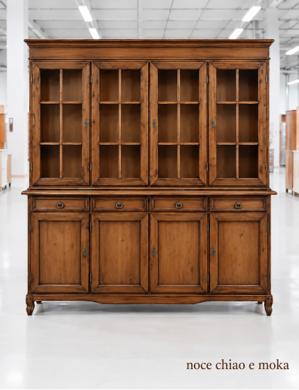 CRISTALLIERA 4 PORTE CLASSICA IN LEGNO VARI COLORI 205X42X213