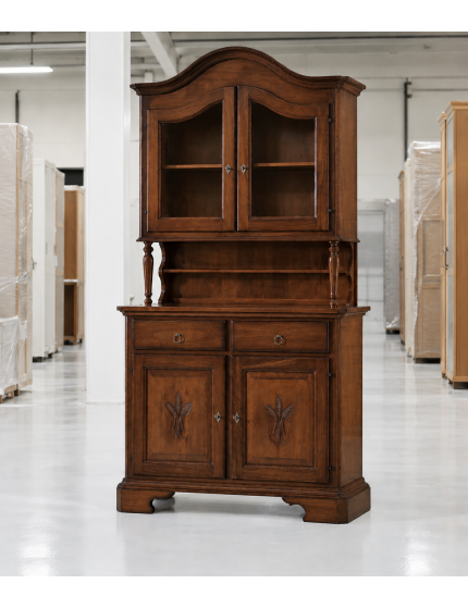 CRISTALLIERA SPIGA 2 PORTE ARTE POVERA LEGNO TINTA NOCE 114x49x205 (2139+2140)