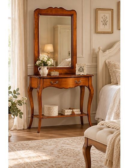 Consolle con specchio 1 cassetto legno bassano 101x40x89 (766+767)