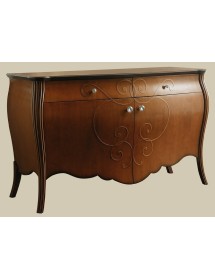 MOBILI 2G - CREDENZA IN LEGNO BOMBATA 2 ANTE 2 CASSETTI GREZZA