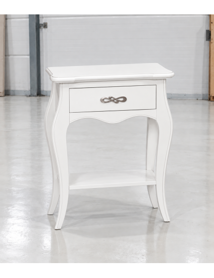 Comodino Classico in Legno Bianco a 1 Cassetto e Ripiano | 54x36x69 cm
