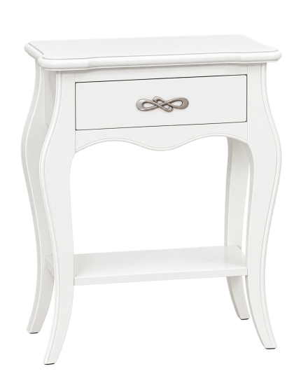 Comodino Classico in Legno Bianco a 1 Cassetto e Ripiano | 54x36x69 cm