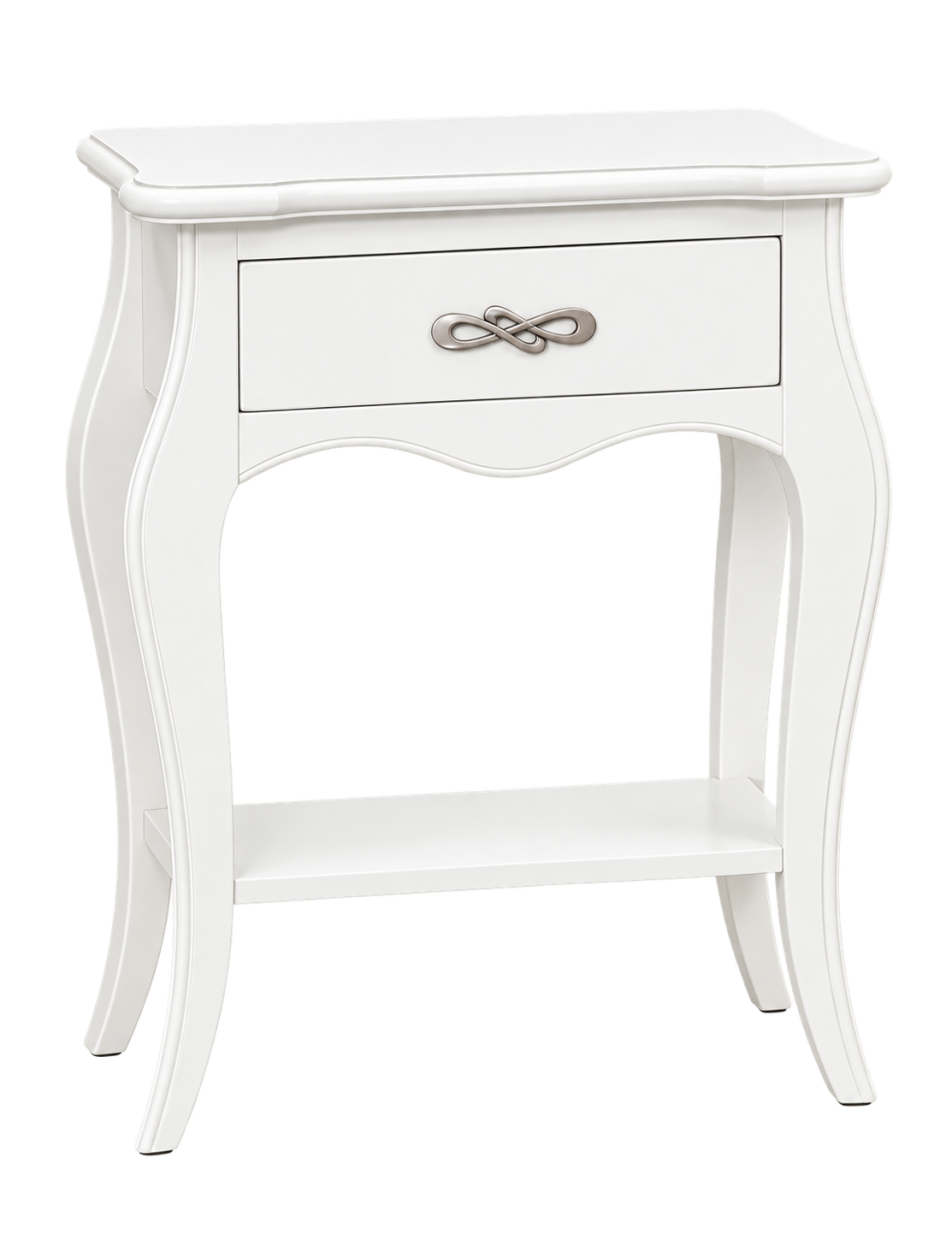 Comodino Classico in Legno Bianco a 1 Cassetto e Ripiano | 54x36x69 cm