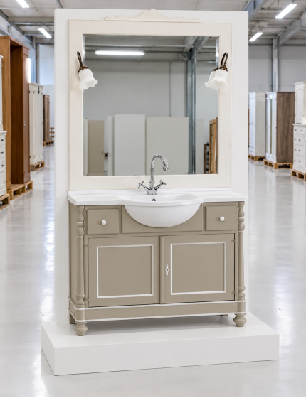 Mobile Bagno in Legno Tortora 108 cm con 2 Porte e 2 Cassetti