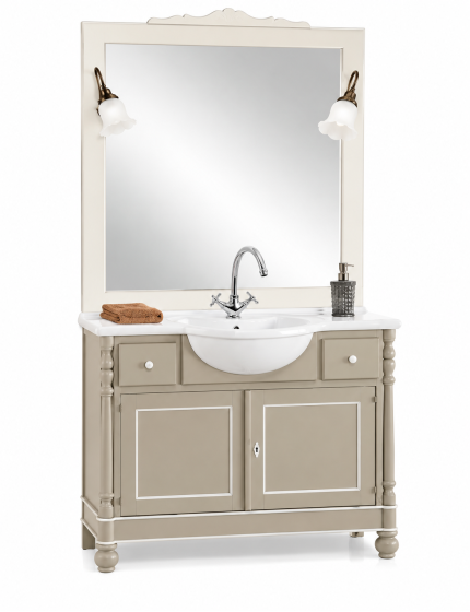 Mobile Bagno in Legno Tortora 108 cm con 2 Porte e 2 Cassetti