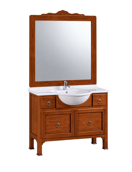 MOBILE BAGNO 108 CM IN LEGNO LAVABO 2 CASSETTI 1 CASSETTONE  E SPECCHIO