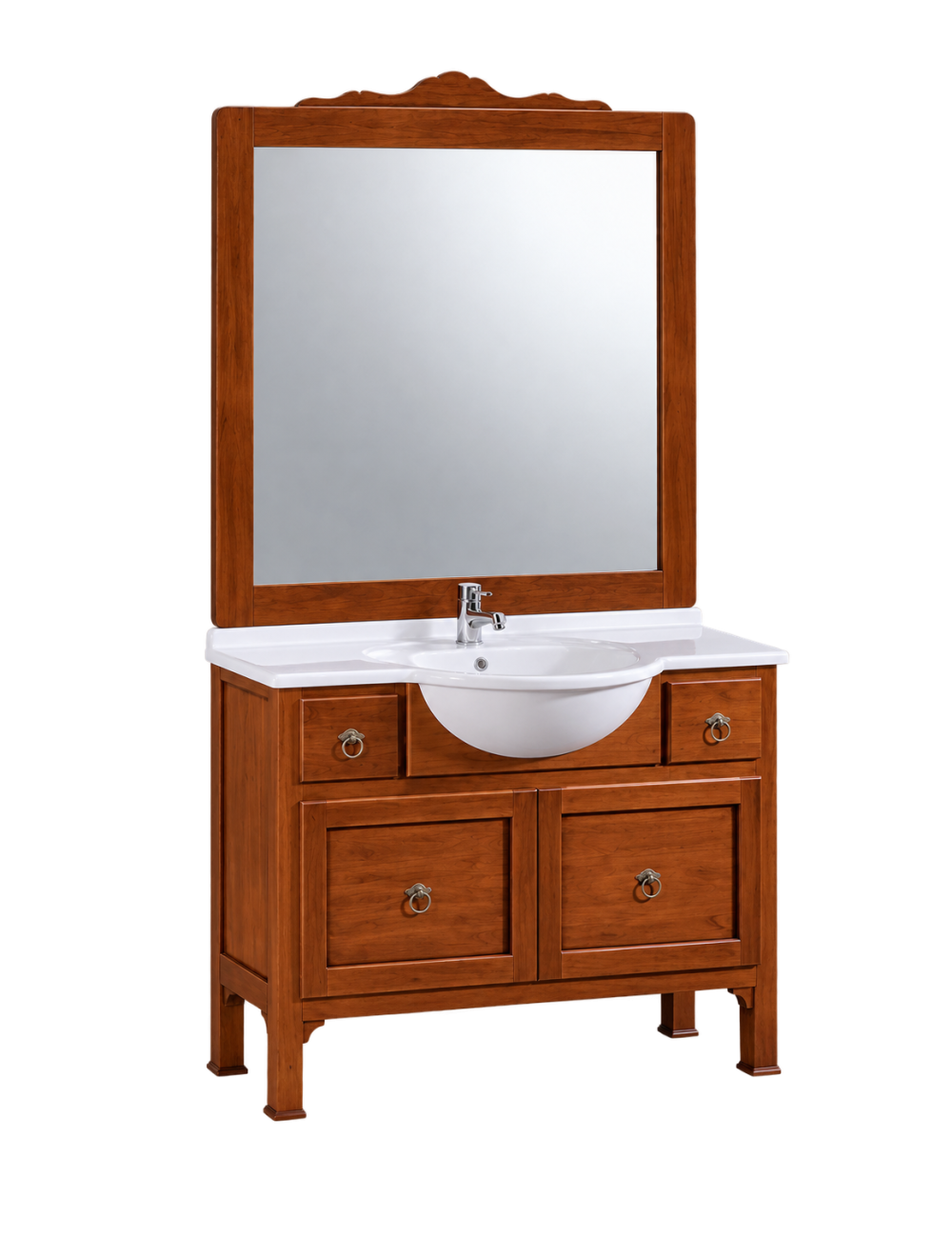 MOBILE BAGNO 108 CM IN LEGNO LAVABO 2 CASSETTI 1 CASSETTONE  E SPECCHIO
