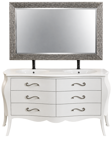 Mobile bagno completo 6 cassetti legno doppio lavabo bianco 162X58X85