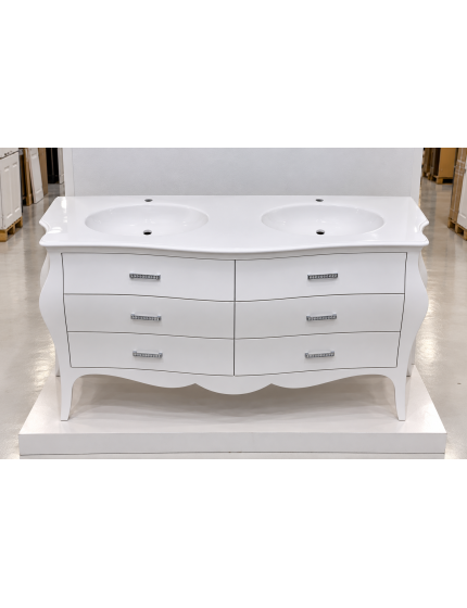Mobile bagno 6 cassetti legno con doppio lavabo vari colori 162X58X83