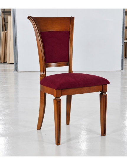 SEDIA CLASSICA SEDUTA IMBOTTITA LEGNO TINTA NOCE