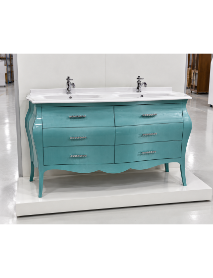 MOBILE BAGNO CON DOPPIO LAVABO - VERDE MADREPERLATO 162X58X83