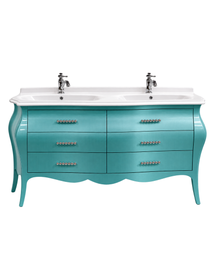 MOBILE BAGNO CON DOPPIO LAVABO - VERDE MADREPERLATO 162X58X83