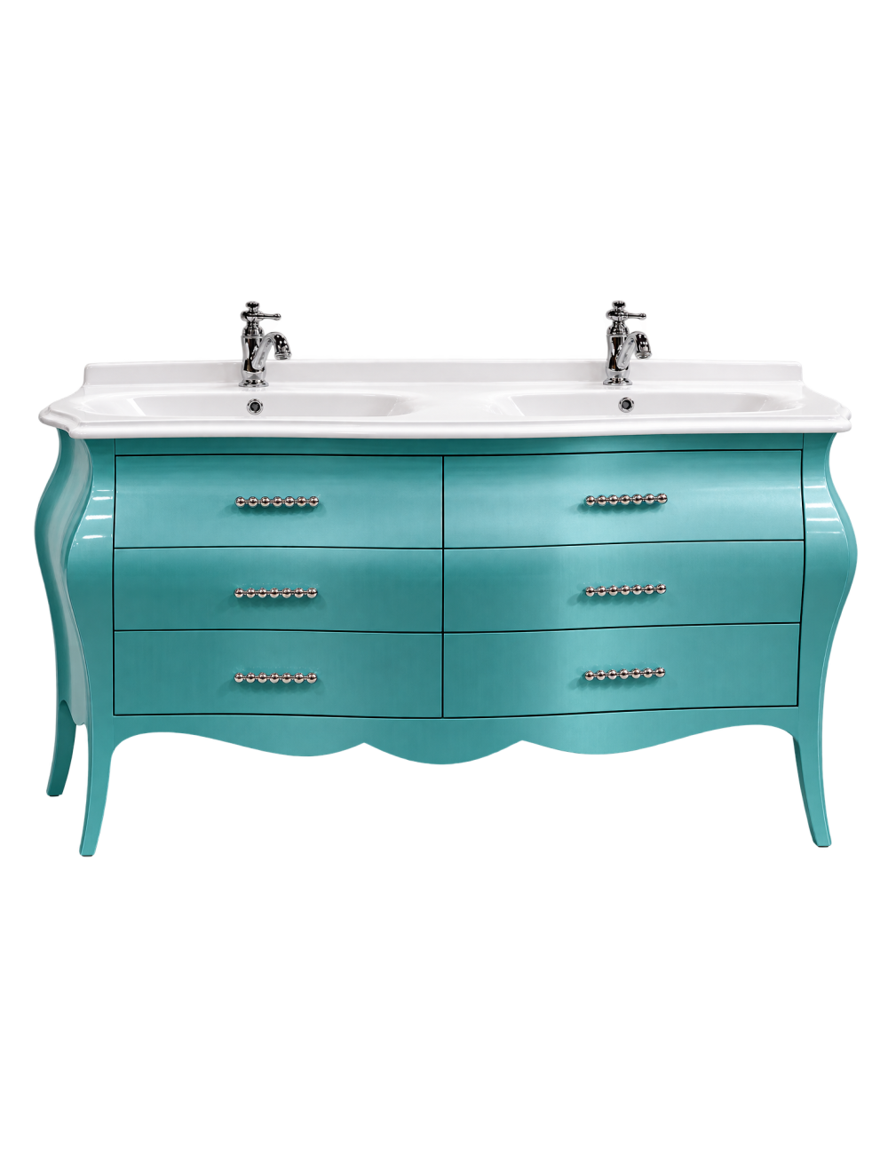 MOBILE BAGNO CON DOPPIO LAVABO - VERDE MADREPERLATO 162X58X83