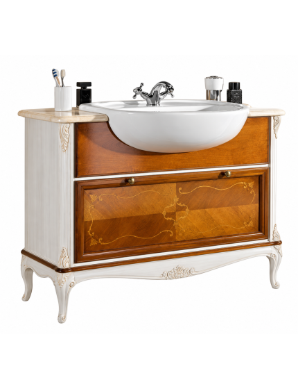 MOBILE BAGNO PROVENZALE IN LEGNO LAVABO E PIANO IN MARMO L.111 P.61 H.85