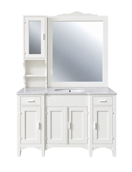 Mobile bagno completo legno shabby bianco 129x61x84 CM