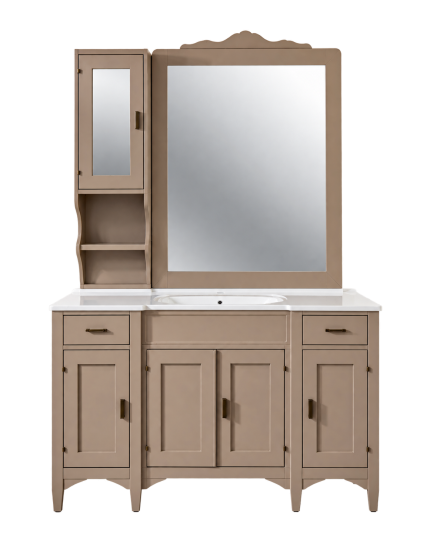 Mobile bagno completo legno shabby grigio 129x61x84 CM