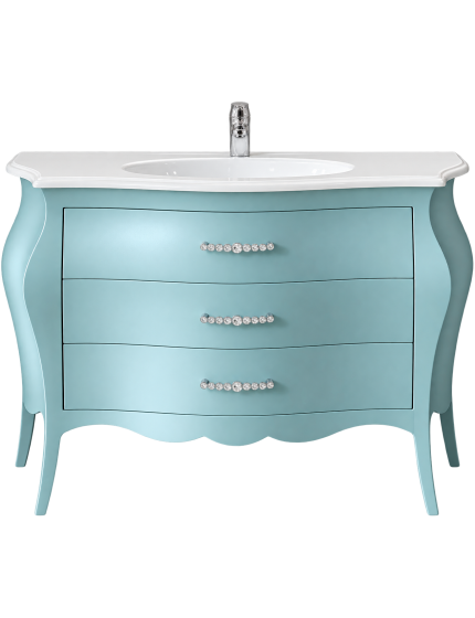 MOBILE BAGNO 3 CASSETTI LACCATO ACQUA MARINA MADREPERLA MISURA L.118 P.55 H.82 (1374)