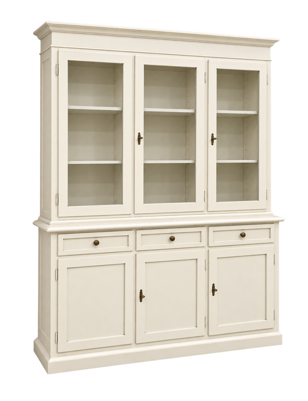 Cristalliera 3 porte legno shabby avorio 156x42x205
