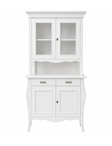 CRISTALLIERA 2 PORTE CLASSICA LEGNO BIANCO SHABBY 105x50x209