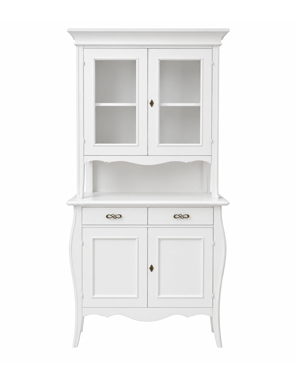 CRISTALLIERA 2 PORTE CLASSICA LEGNO BIANCO SHABBY 105x50x209