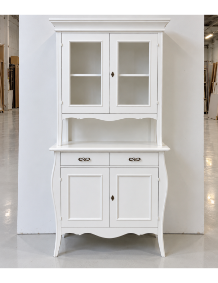 CRISTALLIERA 2 PORTE CLASSICA LEGNO BIANCO SHABBY 105x50x209