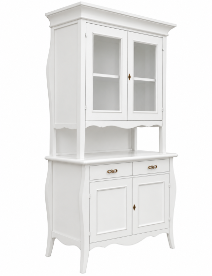 CRISTALLIERA 2 PORTE CLASSICA LEGNO BIANCO SHABBY 105x50x209