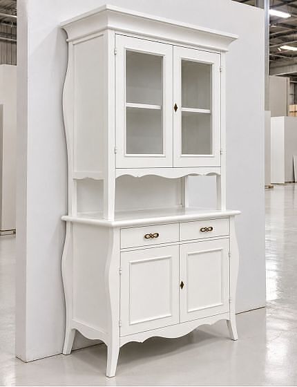 CRISTALLIERA 2 PORTE CLASSICA LEGNO BIANCO SHABBY 105x50x209